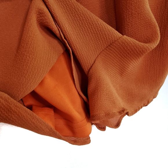 SHE + SKY Bell Flare Sleeves Burnt Orange Romper - Picture 8 of 10